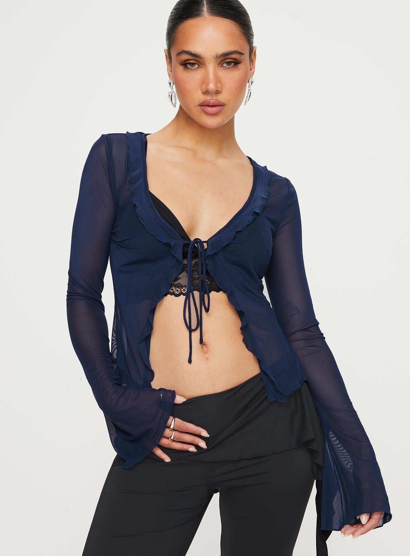 Everly Long Sleeve Top Navy