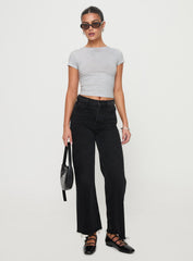 Fawcett High Rise Straight Leg Jeans Washed Black
