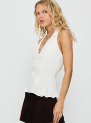 Follow Through Lace Trim Cami Top White