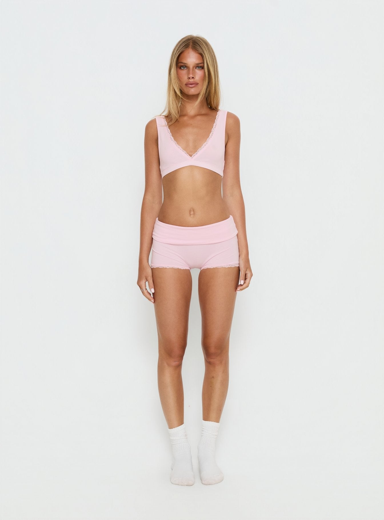 Flissie Plunge Lace Bralette Pink